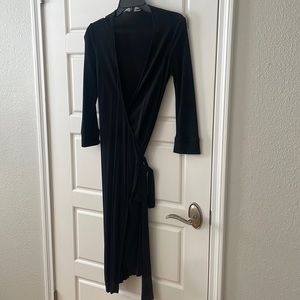 Diane von Furstenberg black knit wrap dress